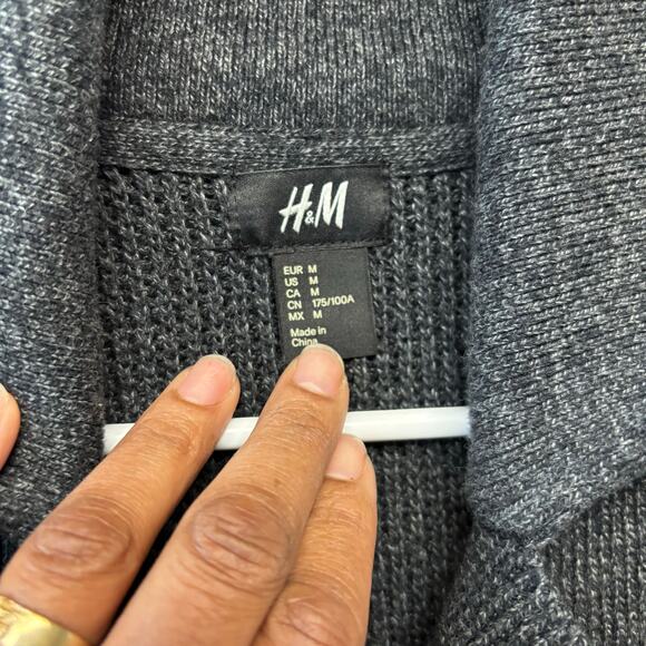 H&M Heavy Cable Knit Sweater Cardigan Double Breasted Preppy Fisherman Medium - Picture 3 of 13